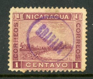 Nicaragua 1900 Momotombo 1¢ Plum VFU W433 ⭐☀⭐☀⭐