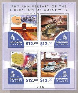 A4880 - SOLOMON ISLANDS - ERROR MISPERF: 2015, Auschwitz, Tanks, Airplanes