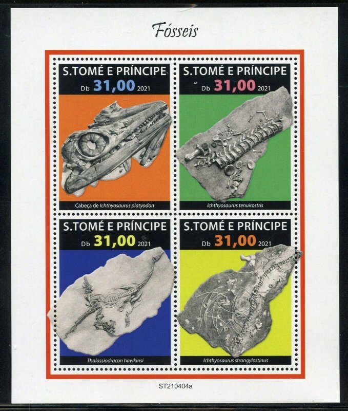 SAO TOME 2021 FOSSILS SHEET MINT NEVER HINGED