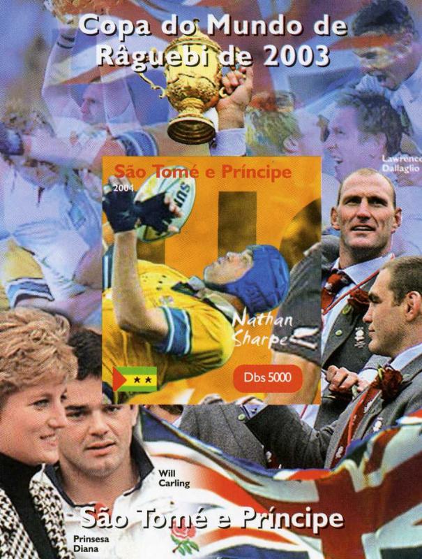 Sao Tome & Principe 2004 Rugby Nathan Sharpe Deluxe s/s mnh.vf