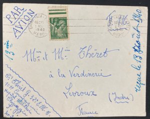 1940 Casablanca French Morocco Military Hospital Airmail Cover To France