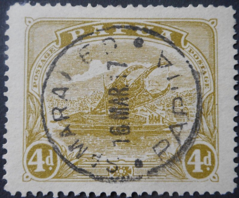 Papua 1911 Four Pence with a SAMARAI E.D. postmark
