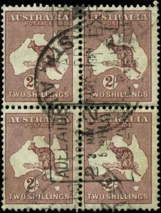 Australia Scott #99 Block of 4 Used  Small Crown and Multiple A Watermark