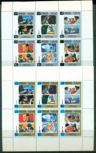 Sharjah 1970 Mi#676-685 History of Space Research 2xsheetlet MLH