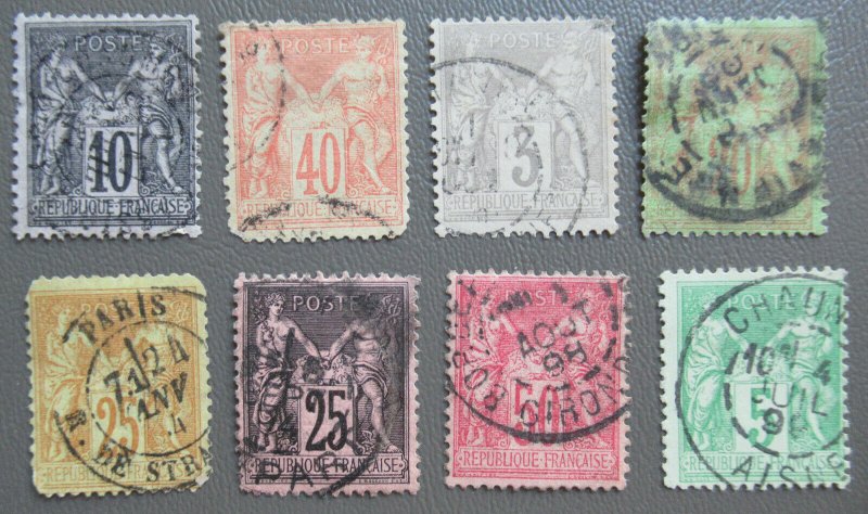 Item 92913 1876 Misc. France Peace & Commerce Stamps Used CV $15+