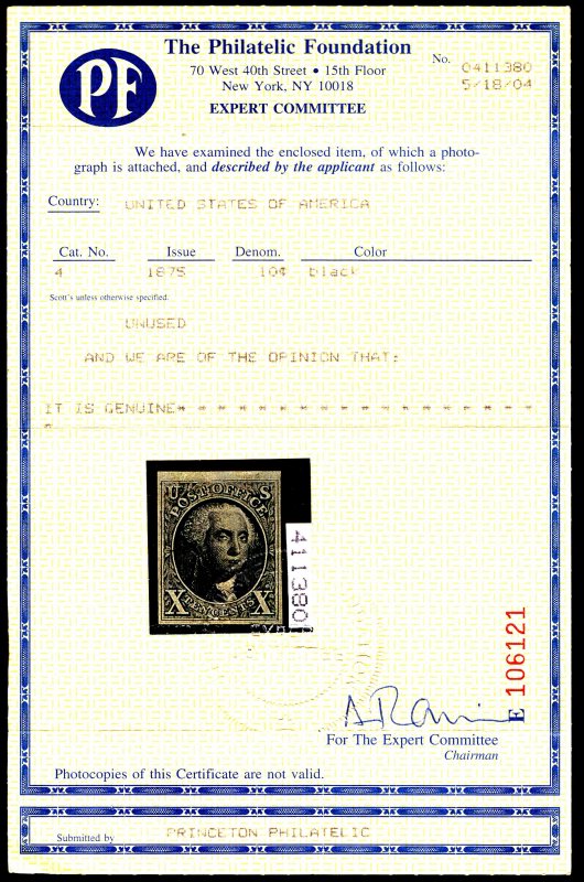U.S. #4 MINT with PF Cert NGAI