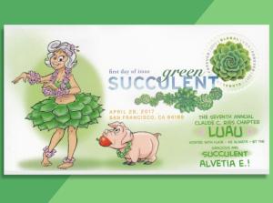 'Succulent' Luau Cachet on New Echeverria Global Forever FDC