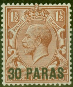 British Levant 1913 30pa on 1 1/2d Red-Brown SG35a Surch Double One Albino FLMM 