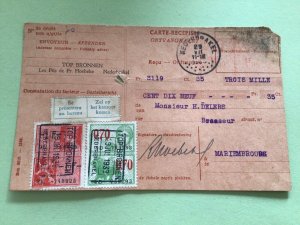 Belgium Parcel Receipt with 1933  Tax revenue stamps card Ref 66309