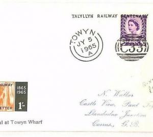 GB WALES REGIONAL Cover Talyllyn Railway Stamp *C33* Numeral TOWYN 1965 AI146