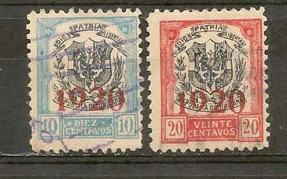 DOMINICAN REPUBLIC STAMPS VFU OVERPRINTED 1920 IN RED # CC1