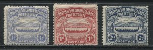 Solomon Islands 1907 1/2d to 2d values mint o.g.