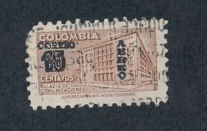 Colombia 1953 Scott C228 used - 15c on 20c ministry of posts