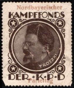 Vintage Germany Poster Stamp North Bavarian Trotsky Fight Fund KPD Conference