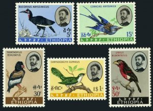 Ethiopia 386-390,hinged.Mi 425-429. Bird 1962.Hornbill,Roller,Bataleur,Barbet,