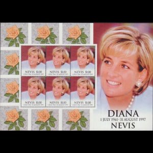 NEVIS 1998 - Scott# 1096 Sheet-Princess Diana NH