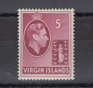 British Virgin Islands KGVI 1938 5/- Chalky Paper SG119 MLH J2327