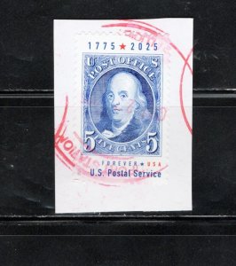 United States 2025 Design Inspired by 1847 5c Franklin Stamp Used