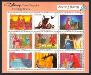 GRENADA -Disney CLASSIC SLEEPING BEAUTY -VF NH 9 Stamps