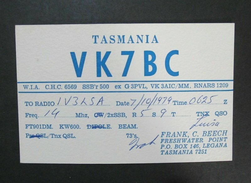 6113 Amateur Radio QSL Card Legana Tasmania