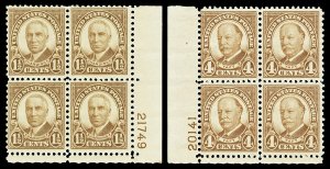 Scott 684-685 Harding & Taft Mint Plate Blocks of 4 NH Cat $17.75