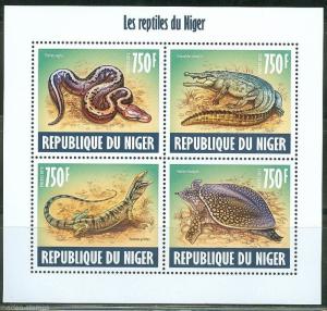 NIGER 2013 REPTILES OF NIGER TURTLE LIZARD, SNAKE  & CROCIDILE  SHEET  MINT NH