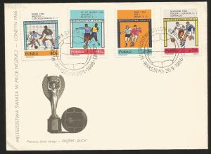 J) 1966 POLAND, WORLD FOOTBALL CHAMPIONSHIP LONDON 1966 SET OF 2 FDC