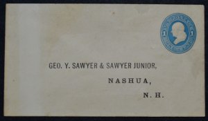 1874 US Sc. #U113 stamped envelope, unused entire, poor to fair condition