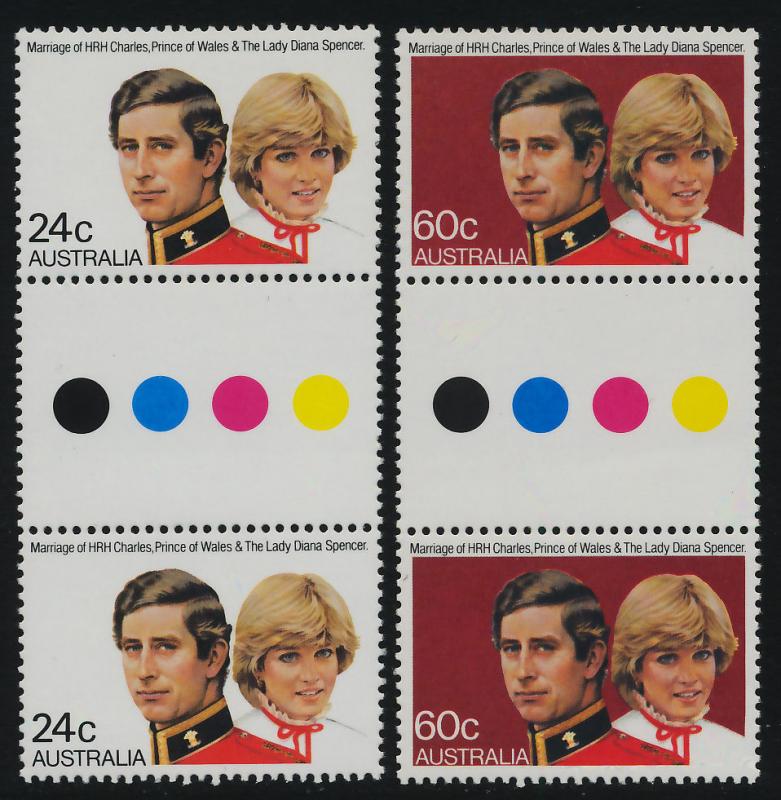 Australia 804-5 Gutter Pair MNH Prince Charles, Princess Diana Wedding