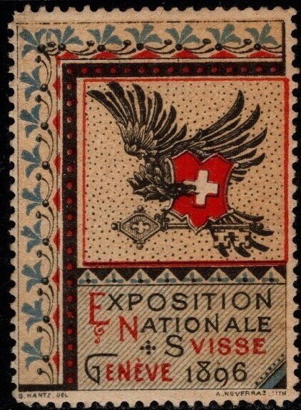 1896 Switzerland Poster Stamp National Exposition Geneva May 1-October 15