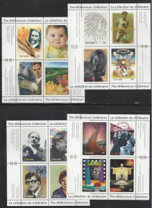 Canada #1818-34 MNH ss, Millennium Collection 17 souvenir sheets, issued 1999