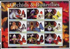 AFGHANISTAN - 2003 - Orchids & Butterflies - Perf 9v Sheet - M N H-Private Issue