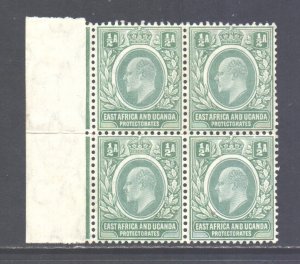 KUT East Africa Scott 17 - SG17, 1904 Multiple Crown 1/2a Block of 4 MH* crease