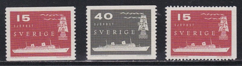 Sweden # 521-523, Old & Modern Vessels, NH, 1/2 Cat