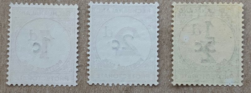 Bechuanaland Protectorate 1961 postage dues, MNH. Scott J7a, J8d, J9, CV $1.15