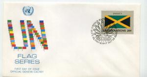 United Nations #405 Flag Series 1983, Jamaica, Official Geneva Cachet, FDC