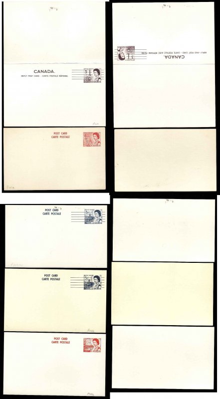 Canada-cover #8454 -5 different unused Centennial cards-P100,P101a,P102a,P102b,