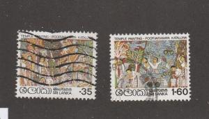 Sri Lanka, used, set of two, Temple Painting, mulit, Scott# 576-77,, #M505