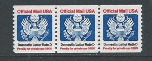 Scott#  O139  unused  OG  NH Plate # 1 strip of  3
