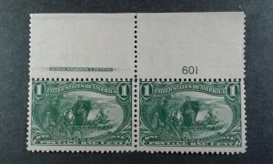 US #285 MNH pair with plate no and inscription e2010 11606