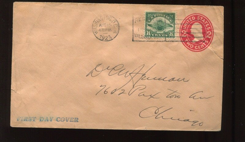 C4 AIRMAIL AUGUST 15 1923 UPRATED FIRST DAY COVER (LV 1205)