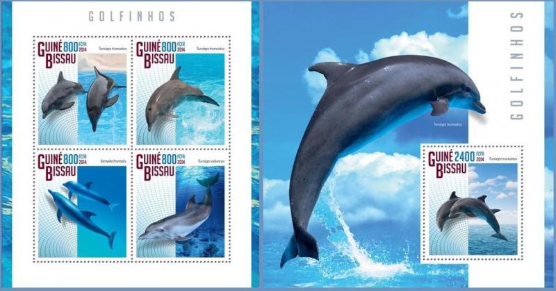 GUINEA BISSAU 2014 2 SHEETS gb14803ab DAUPHINS DOLPHINS 