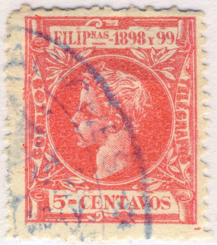 THE PHILIPPINES - 1898 - Mi.196 5c Rose - Blue COMMUNICACIONES Cancel