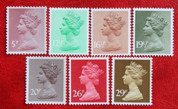 Great Britain GB 1982 7 values QE II Machin MNH #Scott
