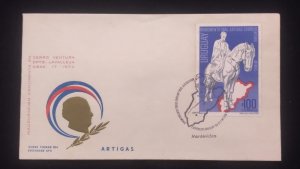 D)1974, URUGUAY, FIRST DAY COVER, ISSUE, MONUMENT TO GENRAL ARTIGAS IN CERRO