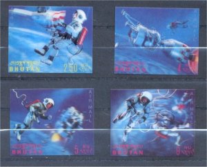 BHUTAN, SPACE TOPIC LOT 2 SHEETLETS + 12 STAMPS	NEVER HINGED