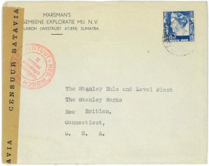 93706 - DUTCH INDIES  - POSTAL HISTORY -  CENSORED Airmail  COVER to USA  1940's