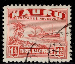 NAURU GV SG28A, 1½d scarlet, FINE USED.