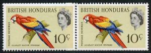 British Honduras SG207 10c Bird Coil Join in a M/M Pair