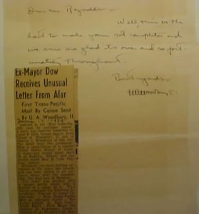 US LETTER TRANS ATLANTIC CANOE AUTOGRAPH 1939 BY SKIPPER NO COVER